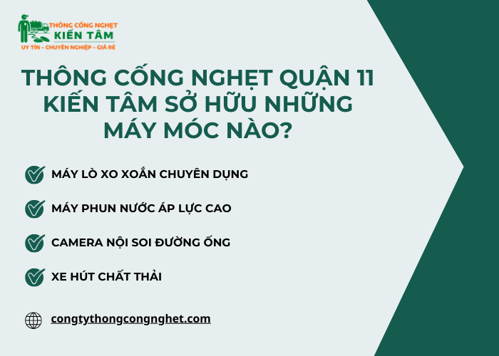 Các máy móc hiện đại tại Kiến Tâm được sử dụng để thông cống nghẹt quận 11
