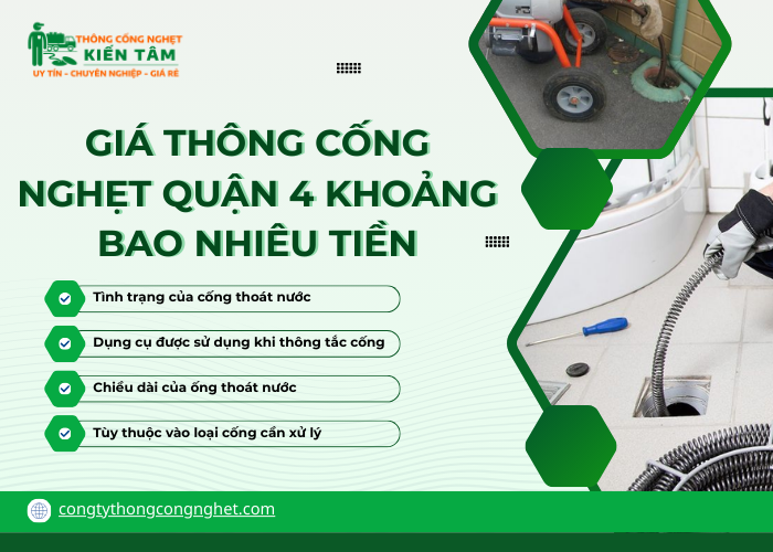 Chi phí thông nghẹt cống tại công ty Kiến Tâm phụ thuộc vào những yếu tố nào?