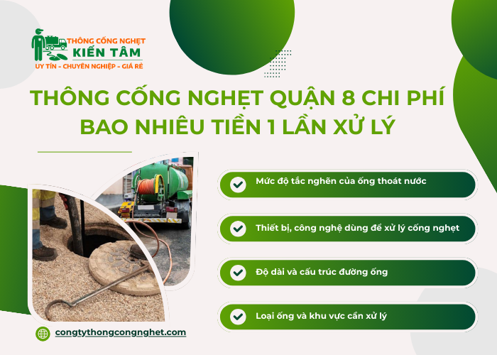 Chi phí thông cống nghẹt tại quận 8 cho một lần xử lý là bao nhiêu ?