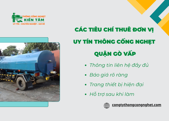 Một số tiêu chí để thuê đơn vị uy tín thông cống nghẹt Quận Gò Vấp