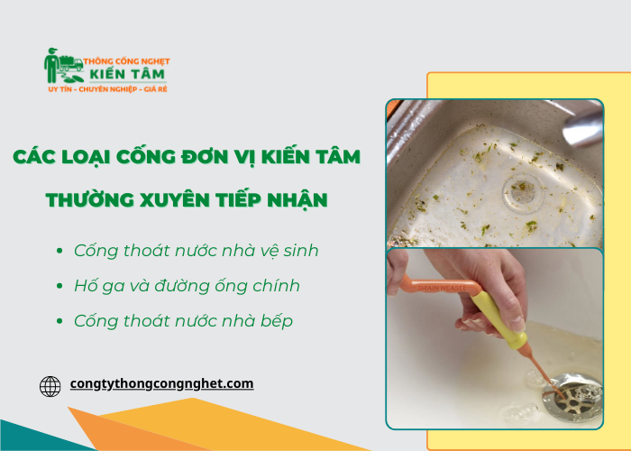 Một số loại cống mà Kiến Tâm tiếp nhận xử lý thường xuyên nhất